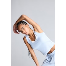Defacto Çift Katman Görünümlü Slim Fit Ribana Crop Basic Atlet I7464ax26hsbe177 Mavi-be177