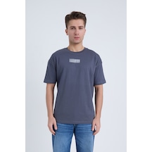 Velvoria Unisex Oversize Handsome Baskılı Antrasit Renk T-shirt