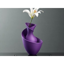 3d Baskı Bold Vazo - Akışkan Formlu Dekoratif Vazo-mor Çok Renkli