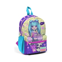 Minik Yuva Sırt Çantası Mor Pembe Anime Kız Desenli İki Bölmeli 23535