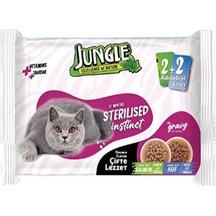 Jungle 4 X 100 G Çift Lezzet Kısır Kedi Somon - Biftek