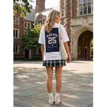 Black Nova Oversize Baskılı Unisex Tişört Class 25 Beyaz