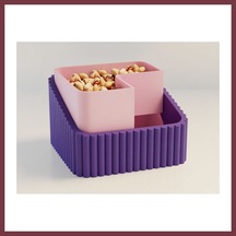 Storeşahin 3d Baskı Fıstık Kasesi - Çift Hazneli Kabuk Ayırıcı Sunum Kasesi - Mor Pembe Shn0720 Mor - Pembe