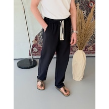 Efnaz Style Erkek İthal Yıkamalı Keten Pantolon siyah