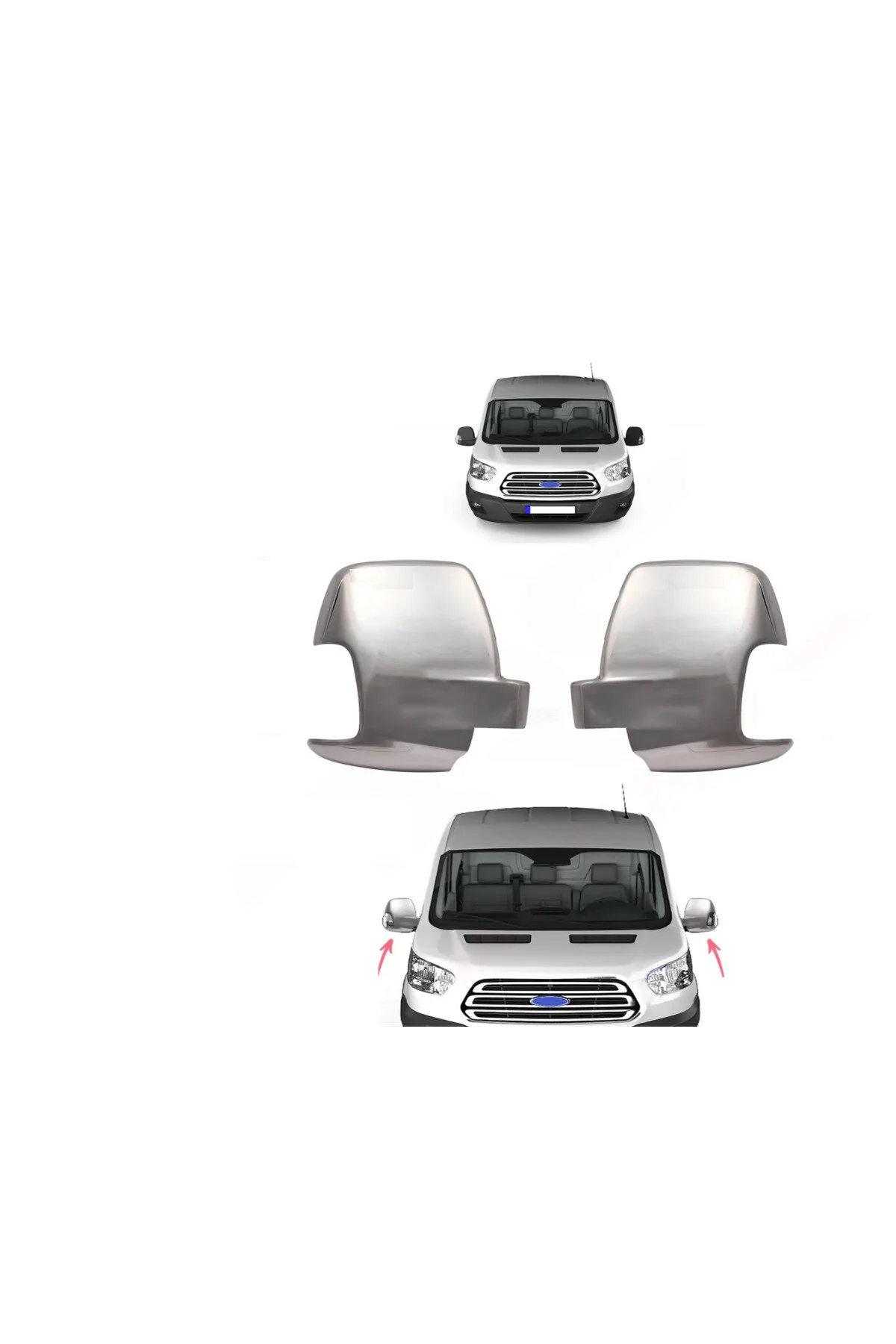 Ford Transit 2014 Ve Üzeri Ayna Kapağı-krom 2 Prç. Paslanmaz Çelik