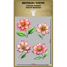 Bersonay Flowers Temalı Tekstil Baskısı Ütü İle Kolay Yapışan Baskı Arma Yama