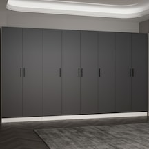 Minar Kale 210 Cm 8 Kapaklı 6b Raf Portmanto Beyaz Antrasit