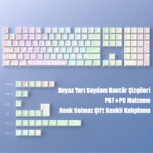 Contourline Keycaps 130 Adet Klavye Tuşu Tam Set Çatlak Işıklı Tuş Takımı