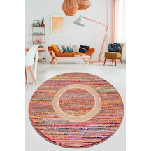 Chilai Home Colored Jute Djt Çap Modern Tasarım Yıkanabilir Kaymaz Taban Halı, Salon Halısı , Dekoratif Halı Çok Renkli