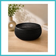 Bezos 3d Baskı Dekoratif Meyve Sepeti - Modern File Desenli Masaüstü Sunum Kasesi-siyah Dfnbez