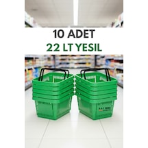 10 Adet / 22 Litre Plastik Market Alışveriş Sepeti Profesyonel Market Mağaza El Sepeti Yeşil