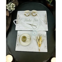 Gümüş Mermer Söz Tepsisi Ve Damat Kahve Fincan Tepsisi Bronz Bronz