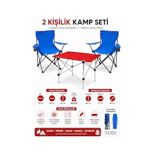 2 Sandalyeli Katlanır Kamp Seti Masa Ve Sandalye Takımı Mavi