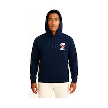 Bahriyeli Collection Kapüşonlu Snopy Kalp Sarılma Cep Baskılı Unisex Sweatshirt Lacivert