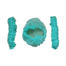 1000 Adet Cerrahi Yeşil Tela Nonwoven Akordeon Bone 52 Cm Çift Lastikli Saç Bonesi