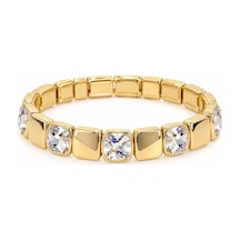 Les Petites Mains Kristal Görünümlü Zirkon Taşlı Gold Lastikli Bileklik Gümüş