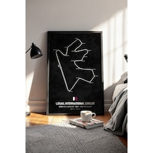 Losail F1 Pisti Ahşap Çerçeveli Tablo Katar Gp Dekor Poster Siyah