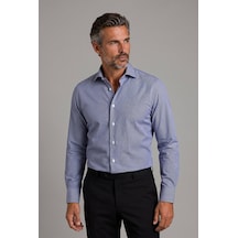 Bisse Lacivert Regular Fit Pamuk Cepsiz Uzun Yaka Gömlek Gmczg252080 C39