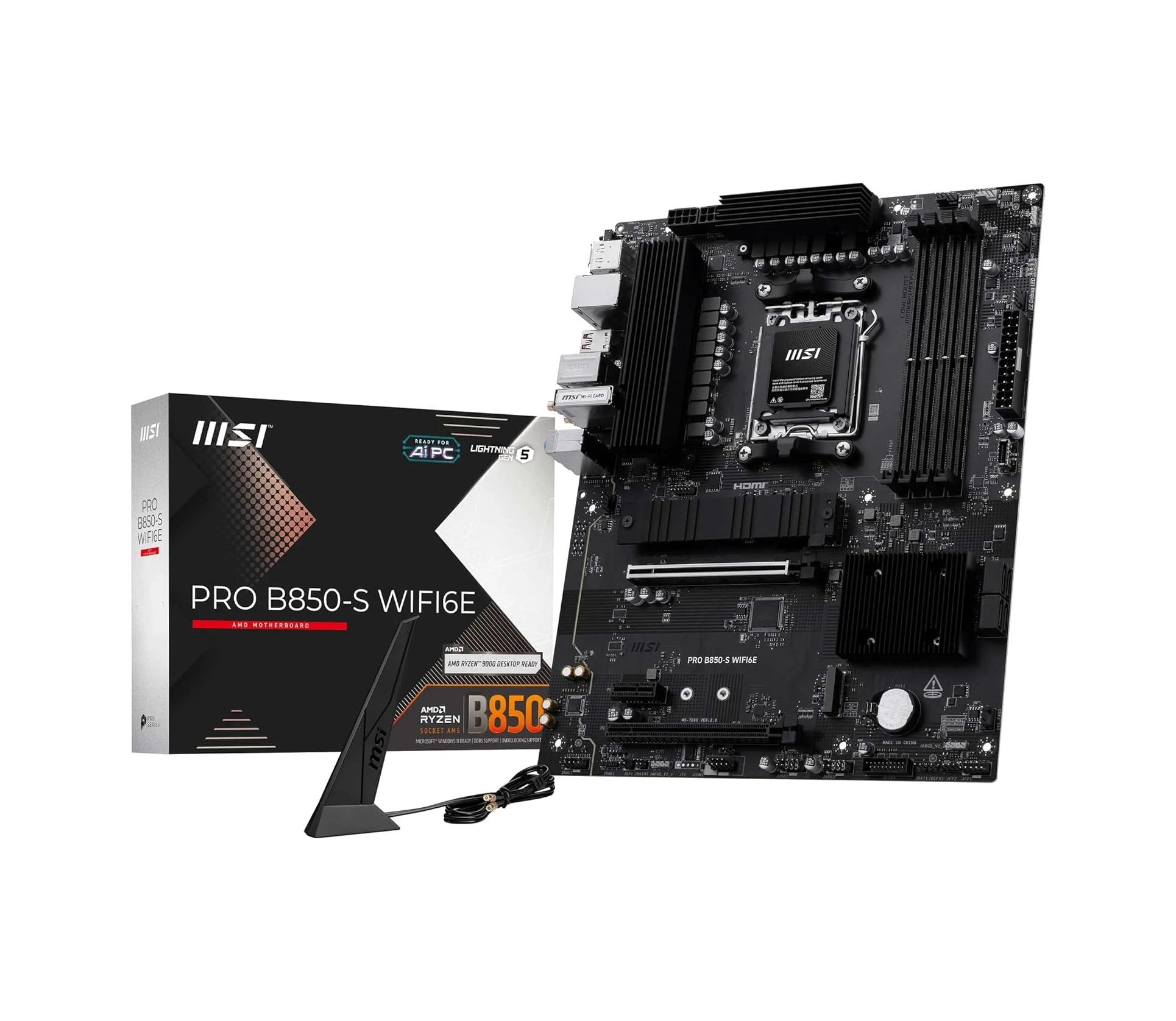 Msı Pro B850-s Wıfı6e, Am5 Anakart, Ddr5 8200mhz Oc , Hdmı Dp, 2x M.2, Usb 10gbps, 2.5g Lan, Wi-fi 6e, Atx
