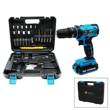 24w Mavi Şarjlı Matkap Seti 1350 Rpm Yüksek Performanslı Çantalı Akülü Vidalama