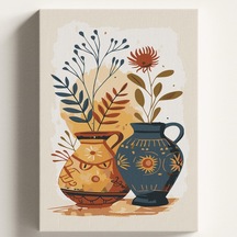 Sayılarla Boyama Tuval Hobi Seti Motifli Vazo Temalı Fırça Ve Boya Dahil Set Çıtalı 40x50 Cm Kendin Yap Sayı