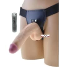 Erofoni Ultra Süper Realistik 22 Cm Titreşimli Giyilebilir Belden Bağlamalı Takma Dildo Vibratör Penis