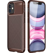 Newface Apple İphone 12 Mini Kılıf Auto Focus Karbon Kapak - Kahverengi