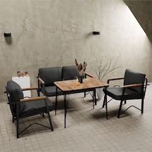 Mb Garden Furnıture Simetri Model, Balkon, Bahçe, Cafe, Metal Koltuk Takımı,bahçe Takımı,çay Seti, 2+1+1+masalı Süngerli Antrasit