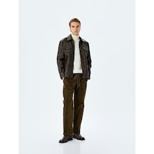 Koton Pamuklu Beli Bağcıklı Fitilli Kadife Jogger Pantolon Haki 5wam40093hw Haki