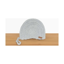 Ada Kostüm Tasarım Niva Gümüş Gri Yarım Ay Clutch Çanta Astarlı