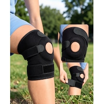 Ligamentli Diz Desteği Ayarlanabilir Cırtlı Açık Patella Tasarım Siyah