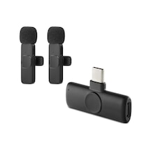 Kablosuz Çift Mikrofon Type-c Siyah Hdx2789