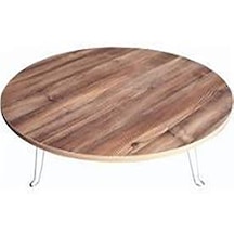 Dzgn Home Katlanabilir Metal Ayaklı Ahşap Yer Sofrası Kahve100 Cm