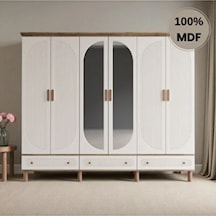 Comiet Sally 6 Kapaklı Aynalı Çekmeceli Mdf Gardırop Aytaşı