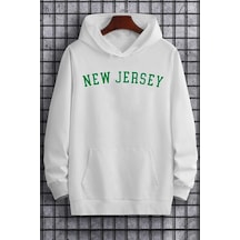 Uyguntarz Unisex New Jersey Baskılı Sweatshirt beyaz