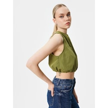 Koton Crop Üst Paraşüt Kumaş Kolsuz Beli Lastikli Haki 4sak30025pw 4SAK30025PW854 Haki