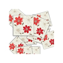 Tink Kendinden Yapışkanlı Kırmızı Çiçek Desenli Pvc Karo 10x10 Cm 20'li Paket Diğer