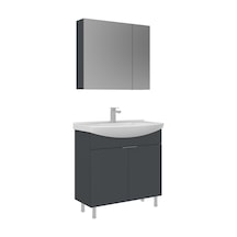 Orka Purus 80 Cm Mat Antrasit Ayna Dolaplı Banyo Dolabı Takım Ayaklı Antrasit