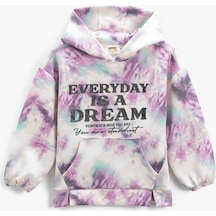 Koton Kapşonlu Sweatshirt Uzun Kollu Batik Desenli Pembe Desenli 3skg10087ak 3SKG10087AK2D9 Pembe