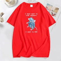 Flood Of Style Komik T Shirt Erkekler Baskı Artık Pişirmek İstemiyorum Ben Fare Sıçan T-shirt Rahat Pamuk Kı Kırmızı
