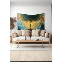 Hayat Ağacı Desenli Duvar Halısı Duvar Örtüsü Tapestry Süet Dokulu Kumaş