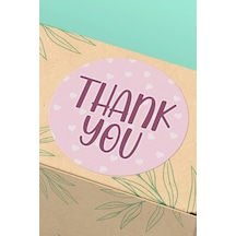 Pembe Kalpli Thank You Sticker 3x3cm St2351 Çok Renkli