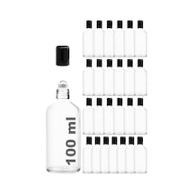 Çelik Roll On Şişesi 100 ML Sızdırmaz Siyah Kapaklı Şeffaf Cam Şişe 25 Adet