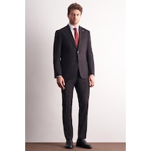 İmza Siyah Kırlangıç Yaka Kendinden Desenli Esnek Bel Slim Fit 6 Drop Takım Elbise 1001255167 Siyah