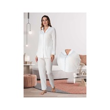 Effortt Dvina Lohusa Hamile Puantiyeli Uzun Kollu Pijama Takımı - Ekru/mavi Ekru-mavi