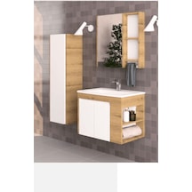 Evros Polo 65 Banyo Dolabı Beyaz - Meşe