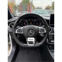 Mercedes Cla 180  Tam Kaplama Parlak Kristal Karbon Deri Direksiyon Kılıfı Siyah