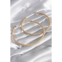 Pirinç Gold Renk Hasır Halka Model Zirkon Taş Detay Kadın Küpe - Tj-bkp8505 Altın - Çok Renkli