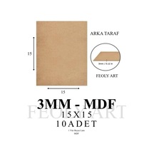 3 Mm 15x15 Mdf Plaka 10 Adet - Hobi, Maket, Ahşap El Sanatları İçin Uygun 10 Lu Paket Genel