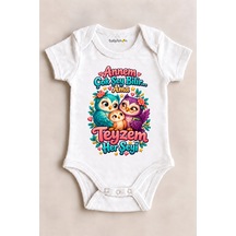 Babylimon Annem Çok Şey Bilir... Ama Teyzem Her Şeyi Beyaz Kısa Kollu Çıtçıtlı Bebek Zıbını Beyaz - 930083922 Beyaz